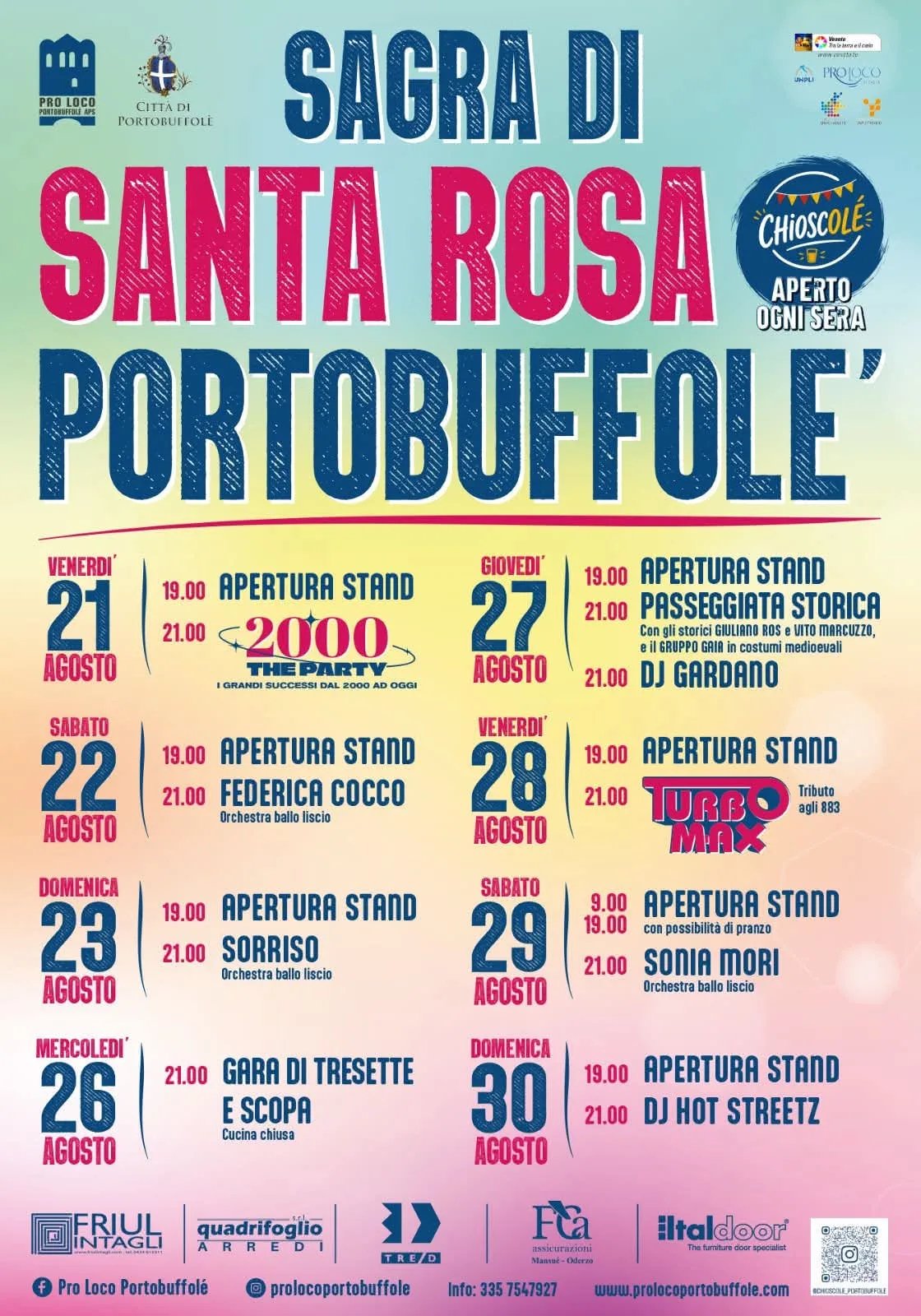 Locandina Sorriso (Orchestra liscio) — Sagra di Santa Rosa 2026 a Portobuffolè (Treviso)