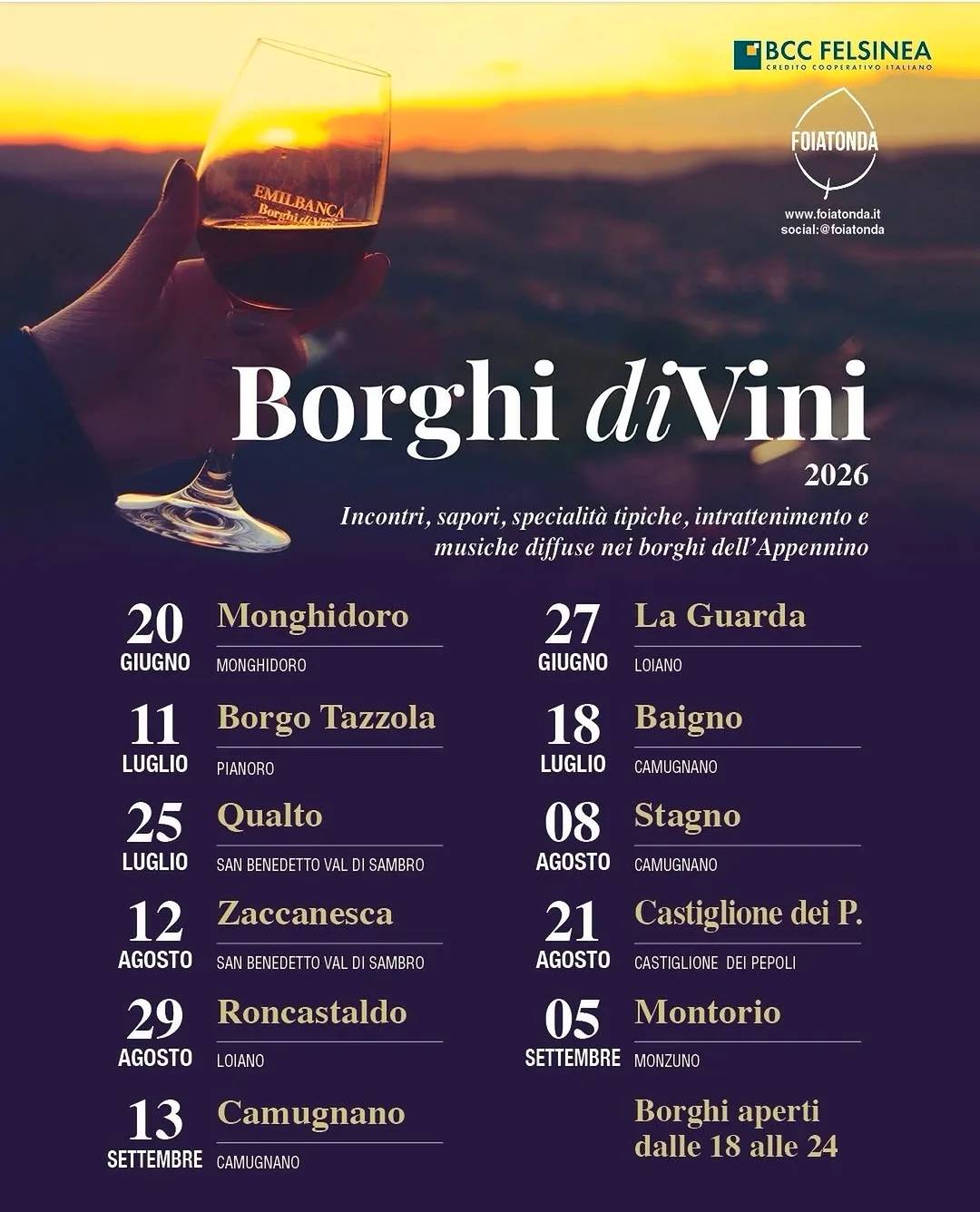 Locandina Borghi di Vini 2026 a Monghidoro (Bologna)