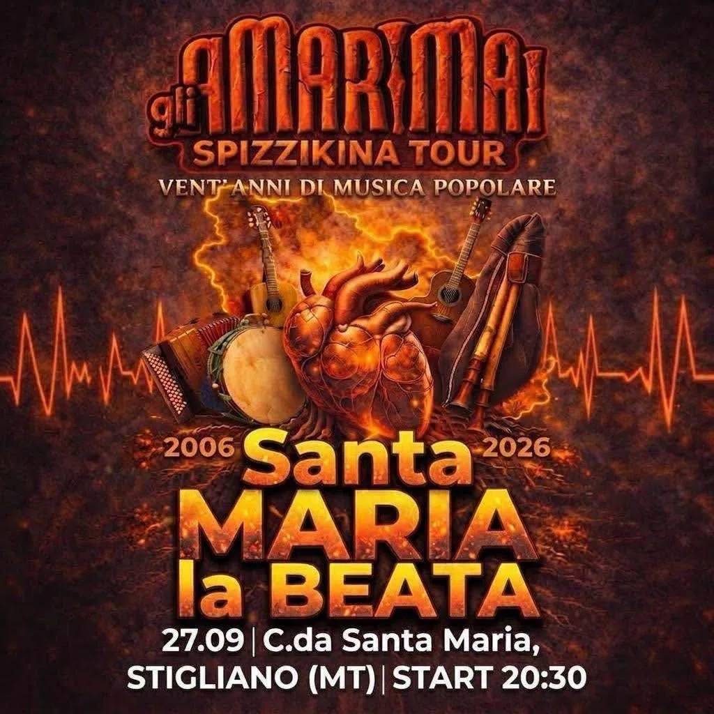 Locandina gli AmarMàl Spizzikina Tour 2026 a Stigliano (Matera)