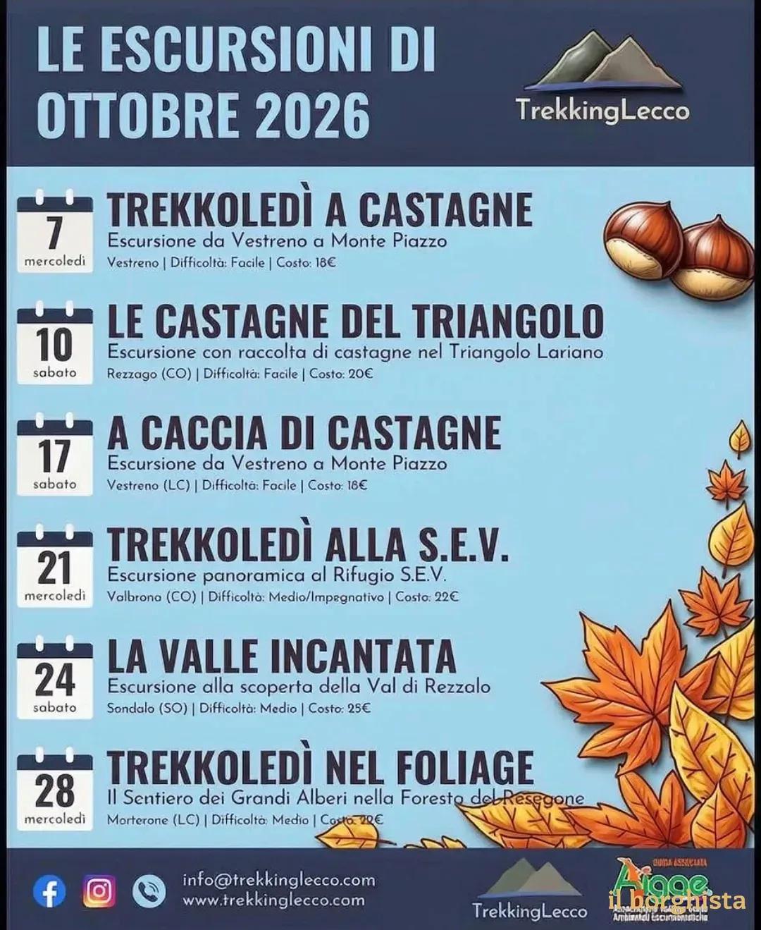 Locandina calendario eventi ottobre 2026 a Vestreno (Lecco)