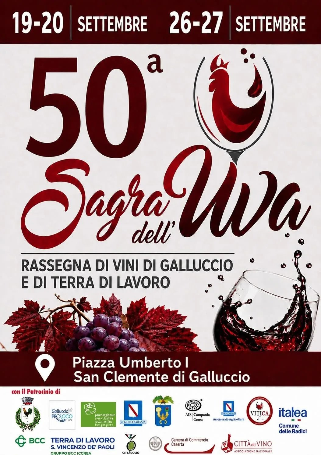 Locandina 50ª Sagra dell'Uva 2026 a Galluccio (Caserta)