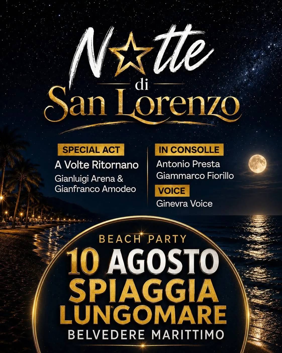 Locandina Notte di San Lorenzo 2026 a Belvedere Marittimo (Cosenza)