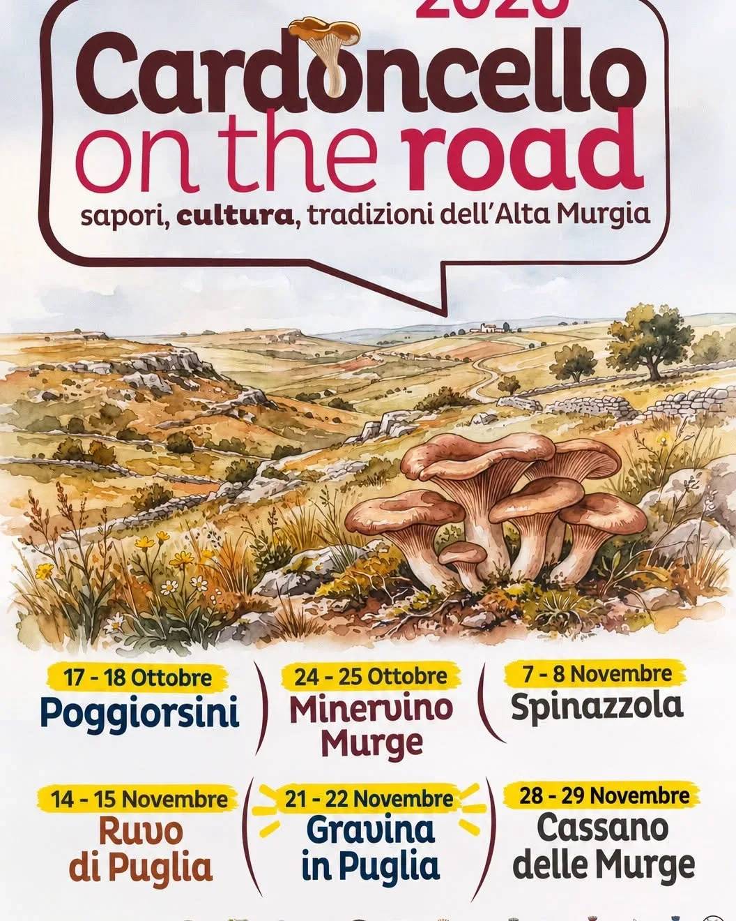 Locandina calendario eventi autunno 2026 a Poggiorsini (Bari)