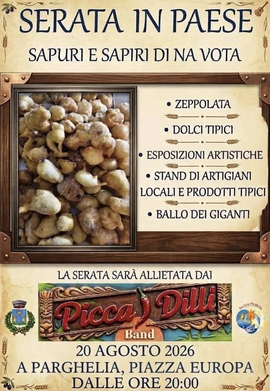 Locandina Serata in Paese Sapuri e Sapiri di Na Vota 2026 a Parghelia (Vibo Valentia)