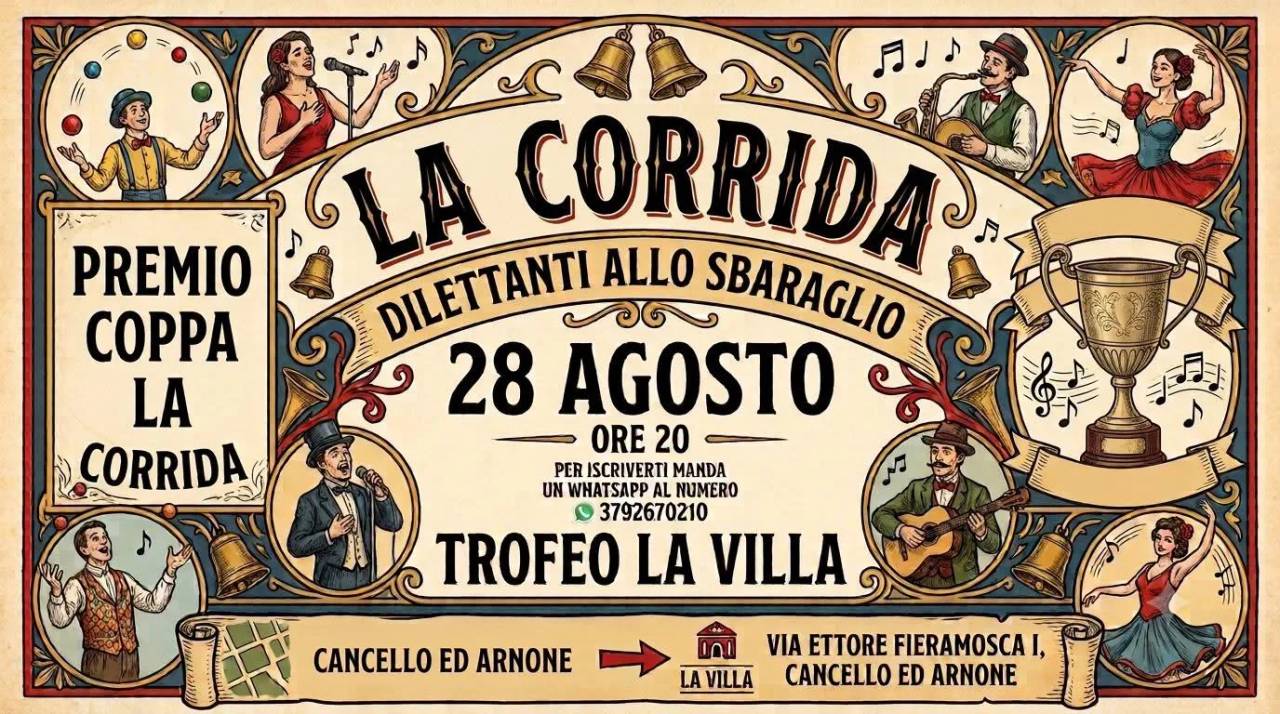 Locandina Premio Coppa La Corrida 2026 a Cancello ed Arnone (Caserta)