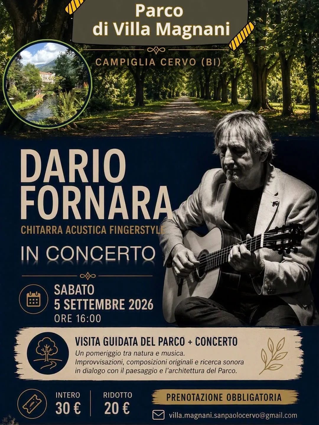 Locandina Concerto di Dario Fornara 2026 a Campiglia Cervo a Campiglia Cervo (Biella)