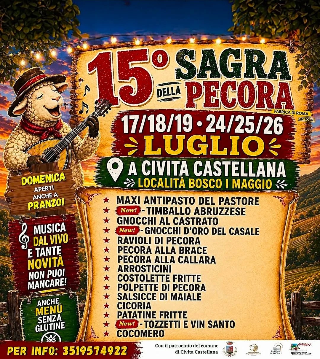 Locandina 15ª Sagra della Pecora 2026 a Civita Castellana (Viterbo)