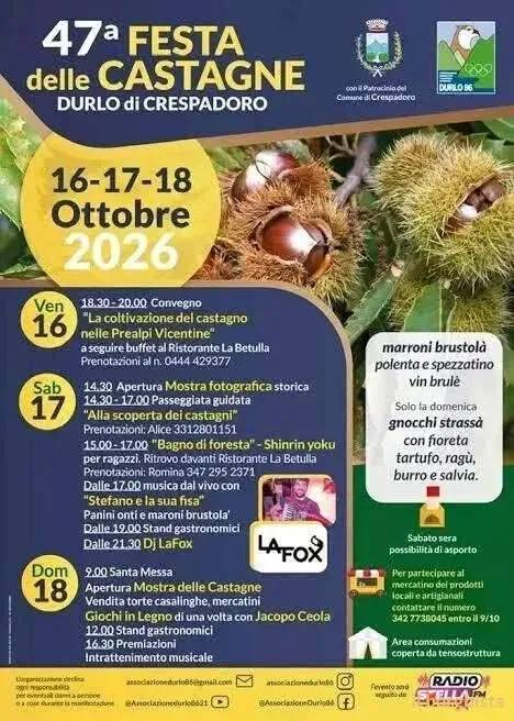 Locandina 47ª Festa delle Castagne 2026 a Crespadoro (VI)