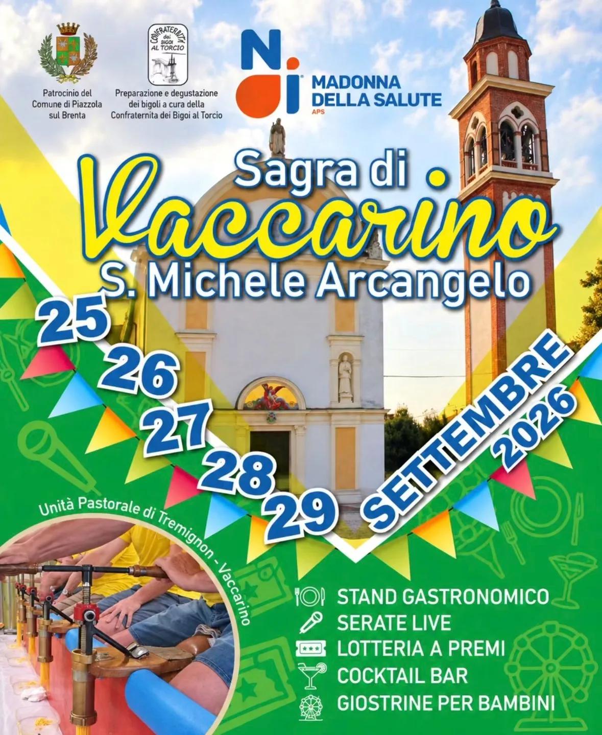 Locandina Sagra di Vaccarino S. Michele Arcangelo 2026 a Piazzola sul Brenta (Padova)