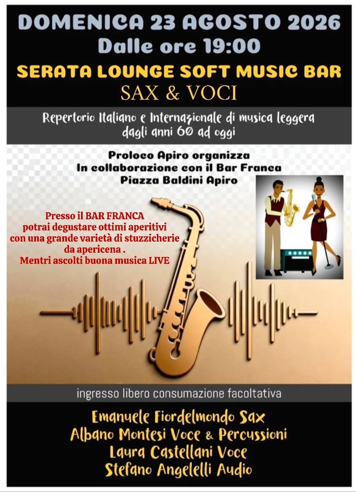 Locandina Serata Lounge Soft Music Bar 2026 a Apiro (Macerata)
