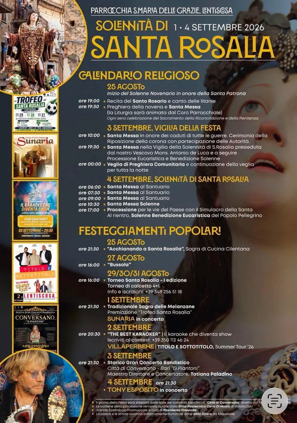 Locandina calendario eventi estate 2026 a Camerota (Salerno)