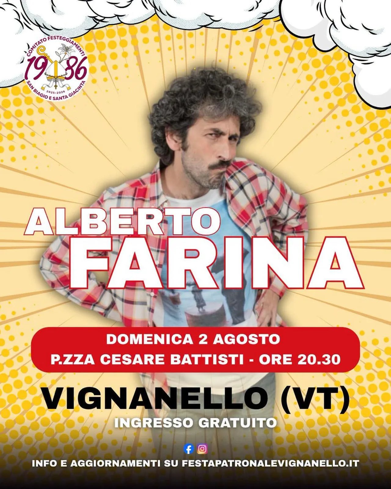 Locandina Concerto Alberto Farina 2026 a Vignanello (Viterbo)
