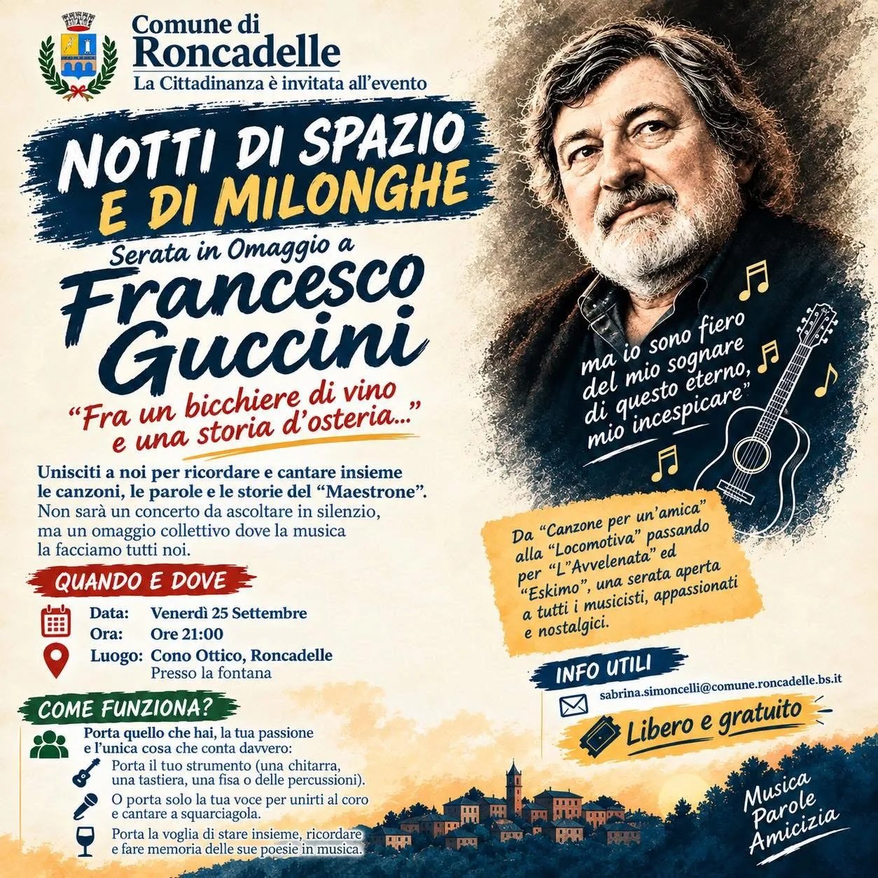 Locandina Notti di Spazio e di Milonghe 2026 a Roncadelle (BS)
