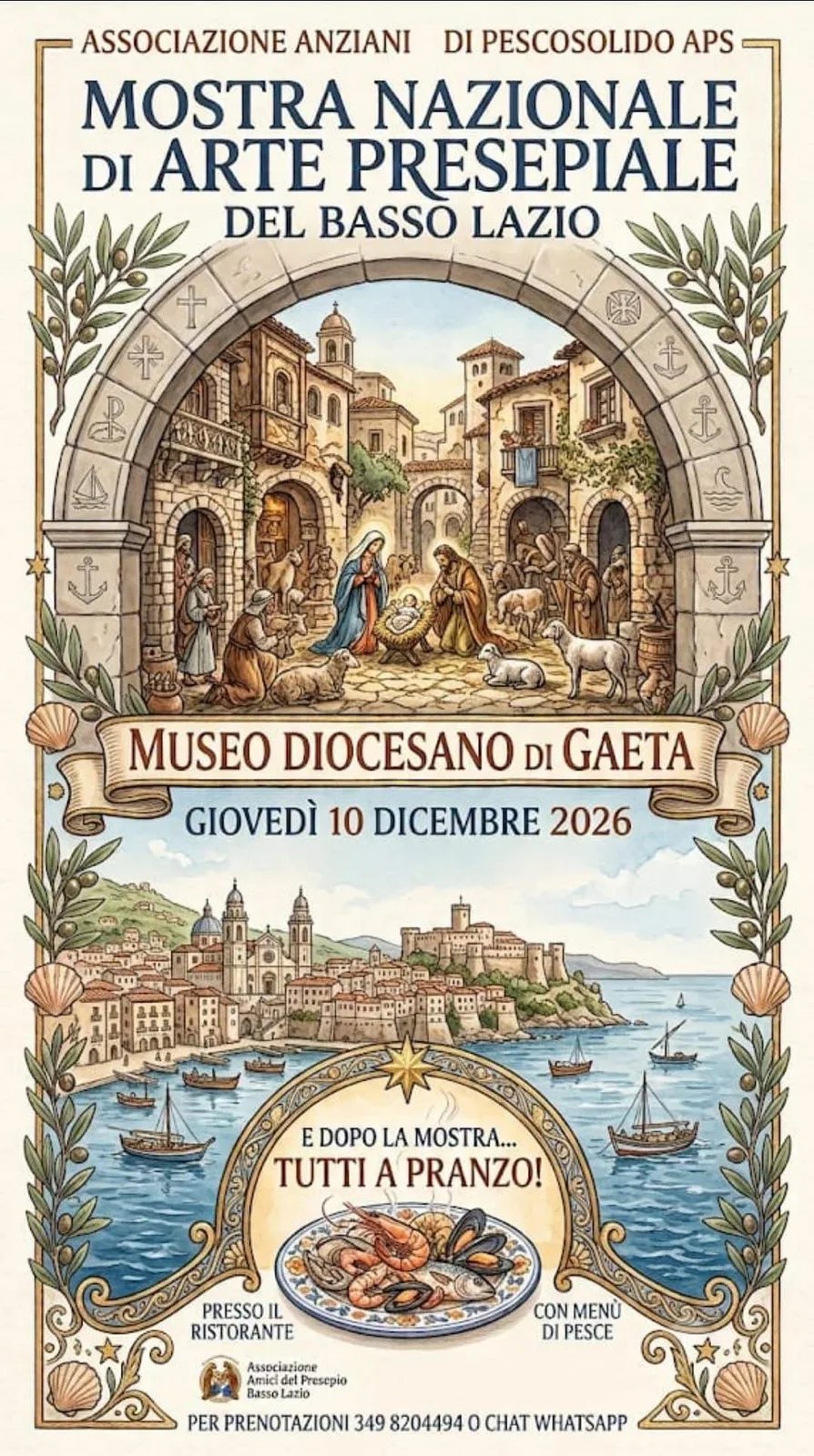 Locandina Mostra Nazionale di Arte Presepiale del Basso Lazio 2026 a Gaeta (Latina)