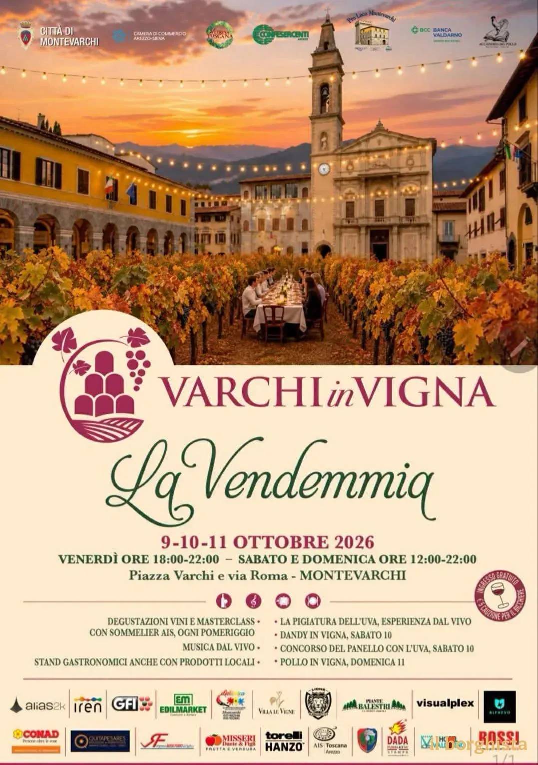 Locandina Varchi in Vigna – La Vendemmia 2026 a Montevarchi (Arezzo)