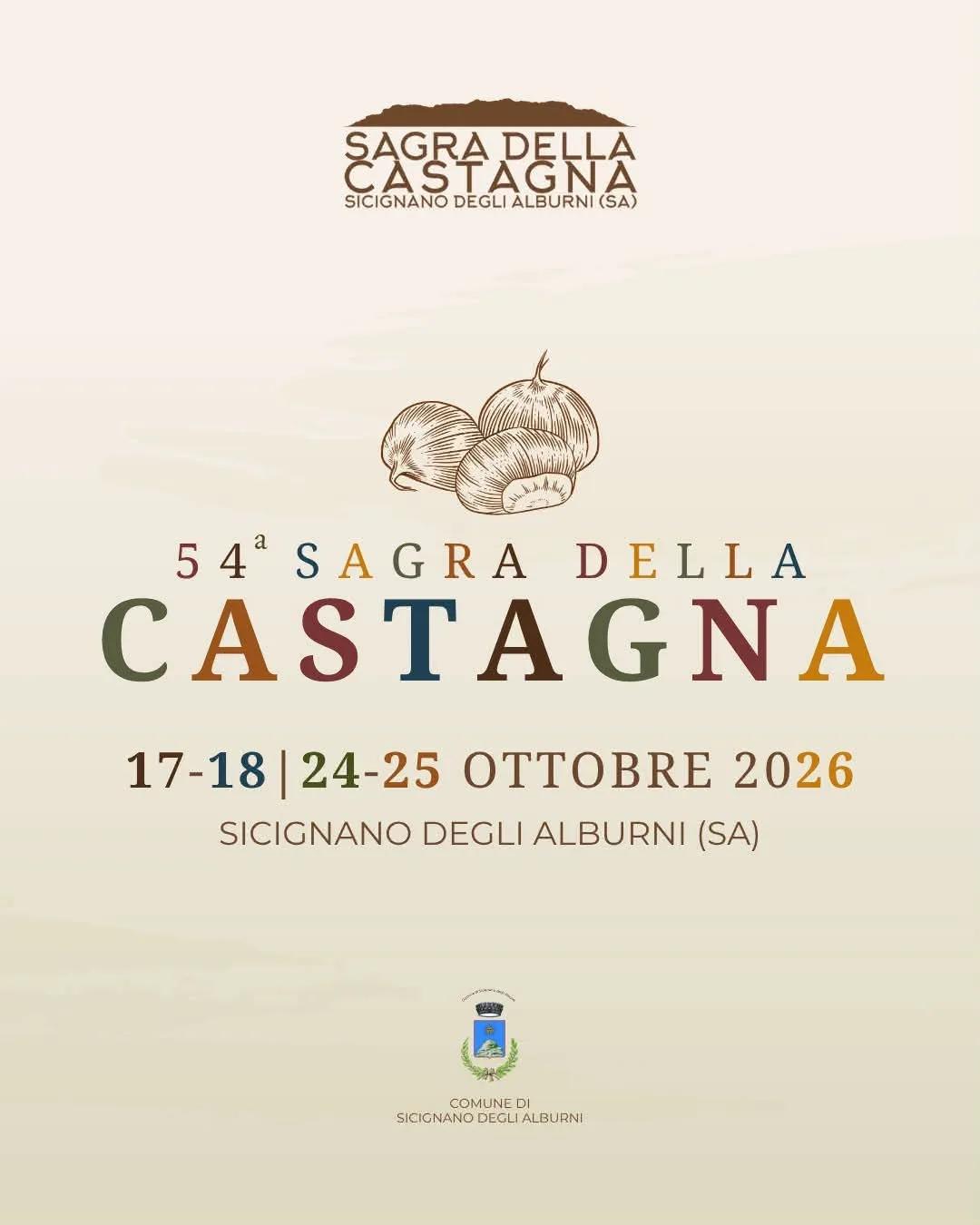 Locandina 54ª Sagra della Castagna 2026 a Sicignano degli Alburni (Salerno)