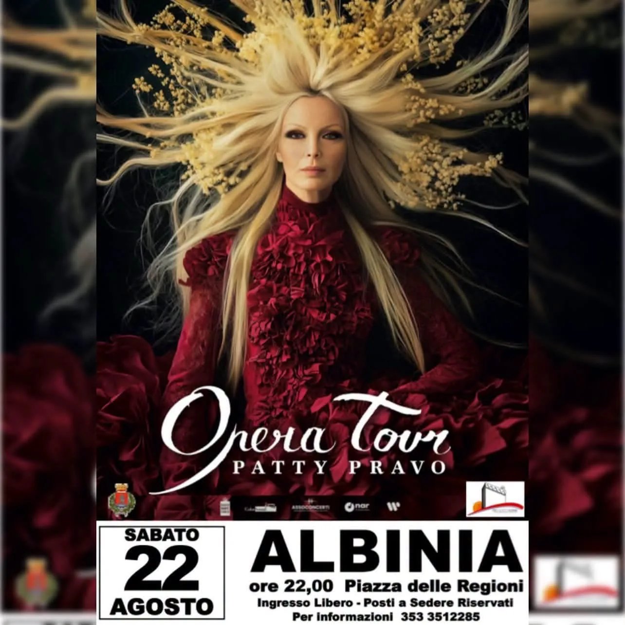Locandina Opera Tour Patty Pravo 2026 a Albinia (Grosseto)