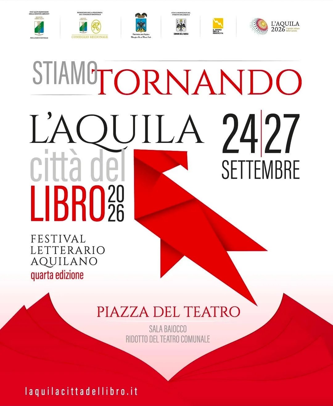 Locandina Stiamo Tornando - L'Aquila città del Libro 2026 - 4ª edizione a L'Aquila (L'Aquila)