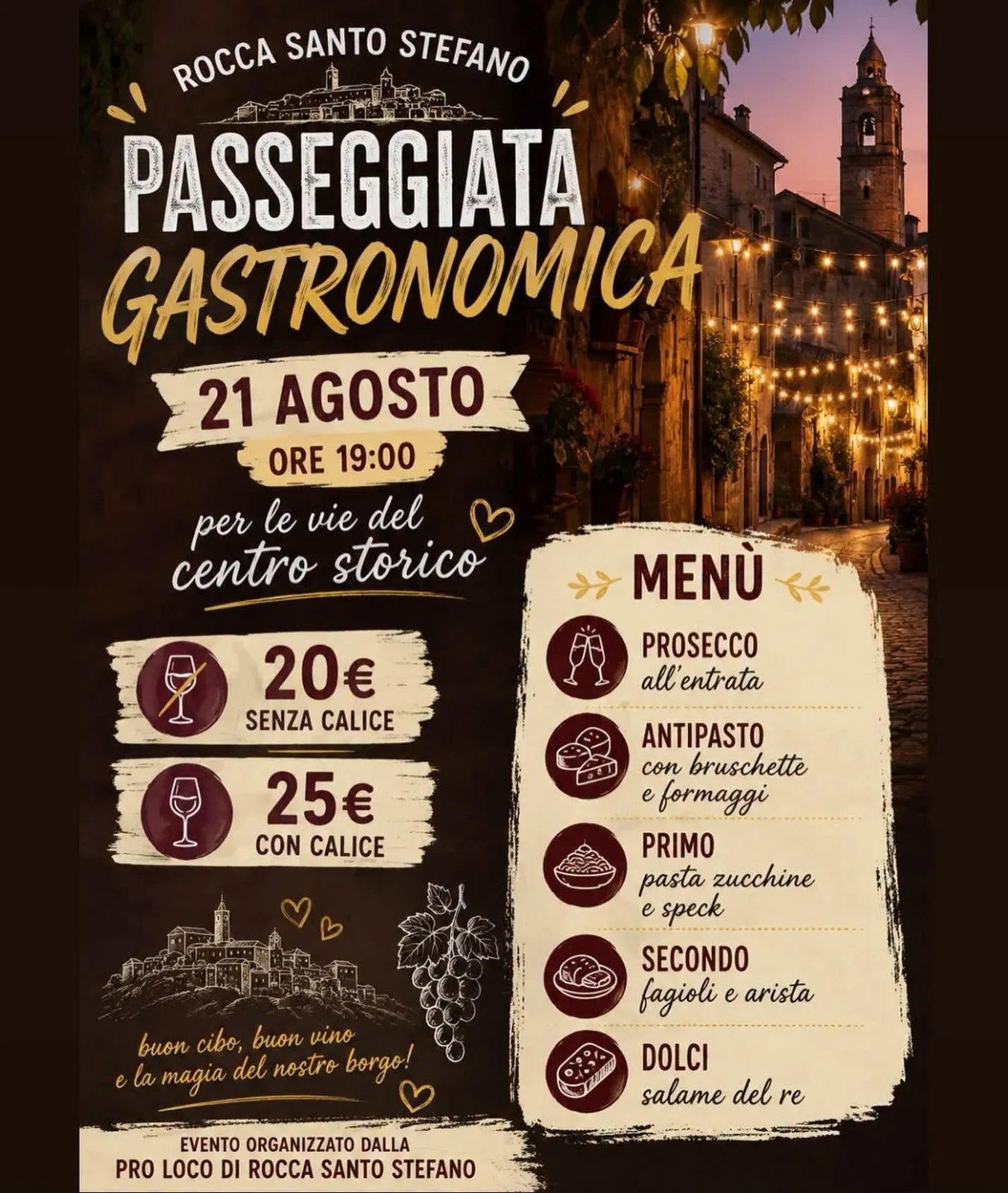 Locandina Passeggiata Gastronomica 2026 a Rocca Santo Stefano a Rocca Santo Stefano (Roma)