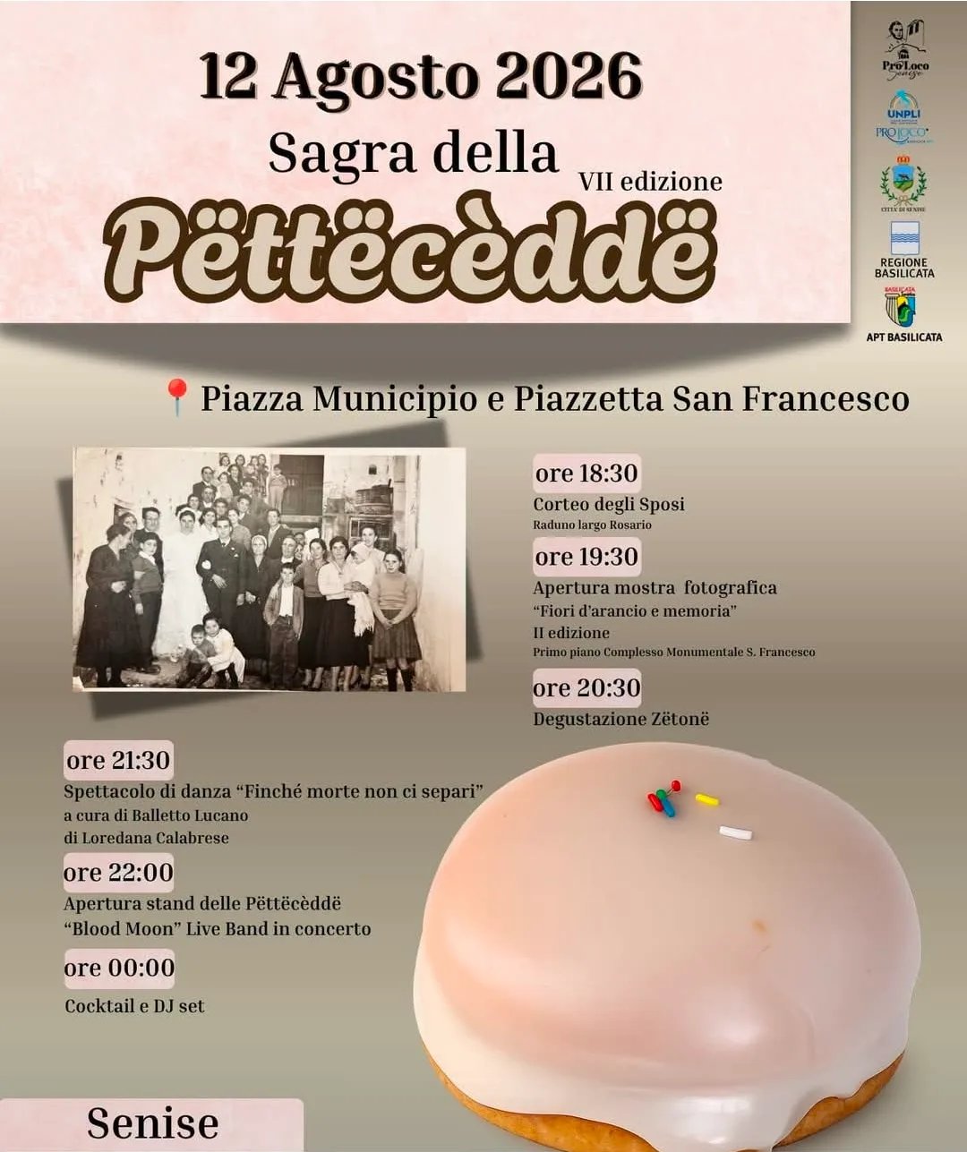 Locandina VII Sagra della Pëttëcèddë 2026 a Senise (Potenza)