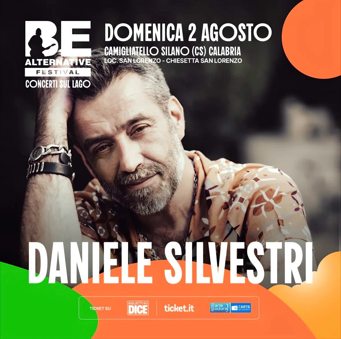 Locandina BE Alternative Festival 2026: Daniele Silvestri in Concerto a Spezzano della Sila (Cosenza)