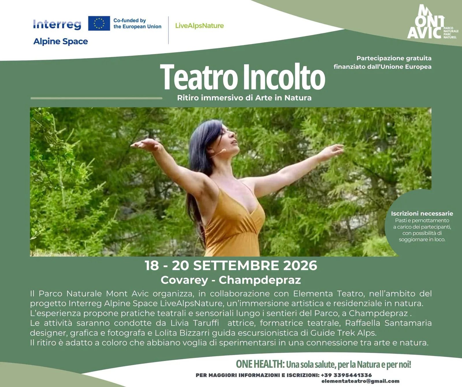 Locandina Teatro Incolto - Ritiro immersivo di Arte in Natura 2026 a Champdepraz (Aosta)