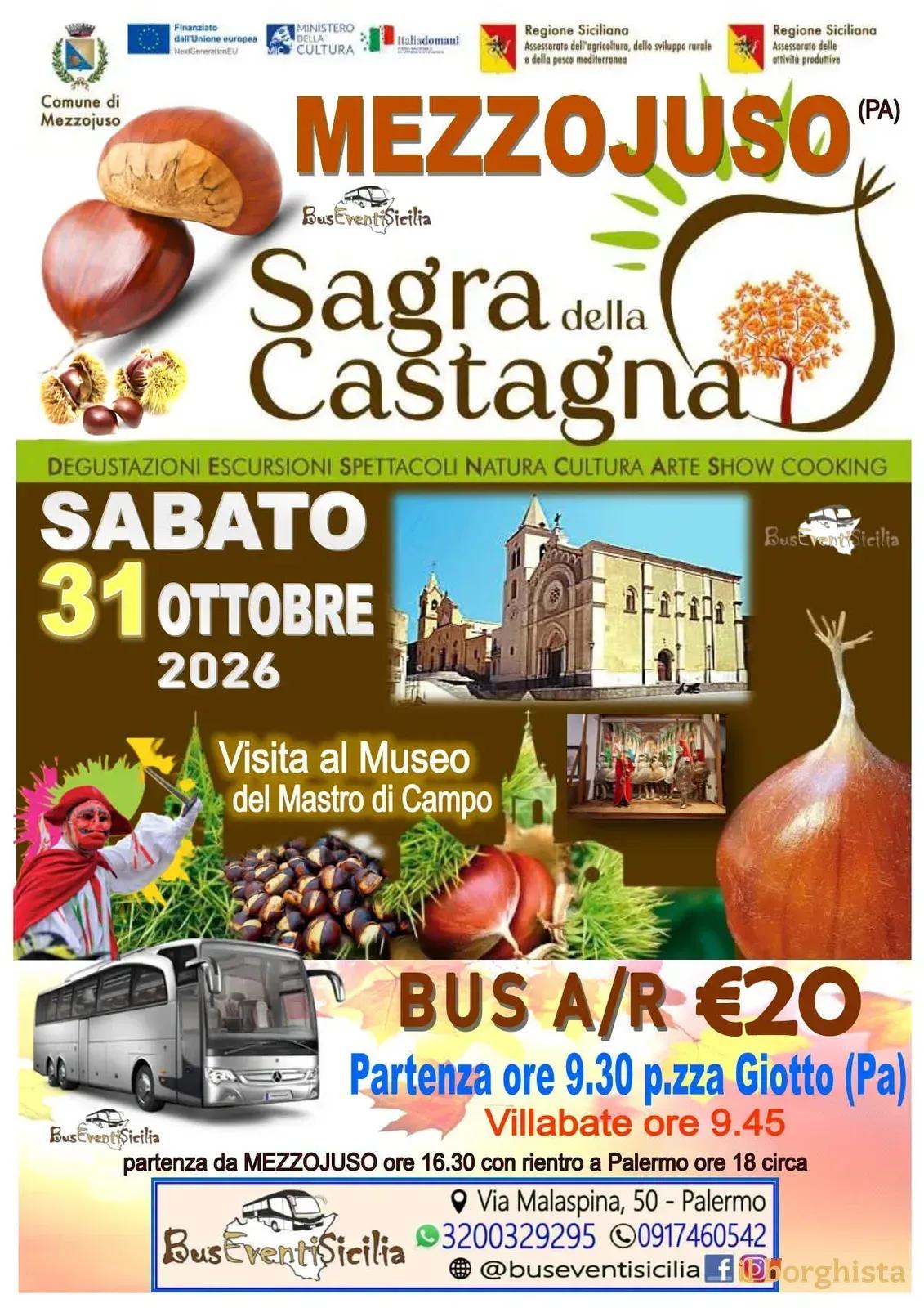 Locandina Sagra della Castagna 2026 a Mezzojuso (Palermo)