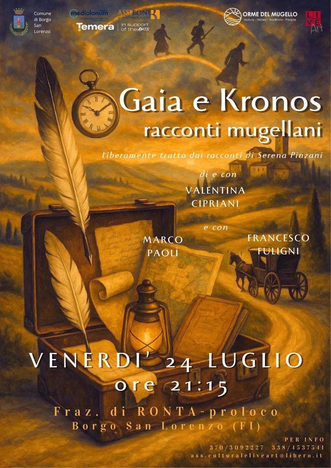 Locandina Gaia e Kronos racconti mugellani 2026 a Borgo San Lorenzo (Firenze)