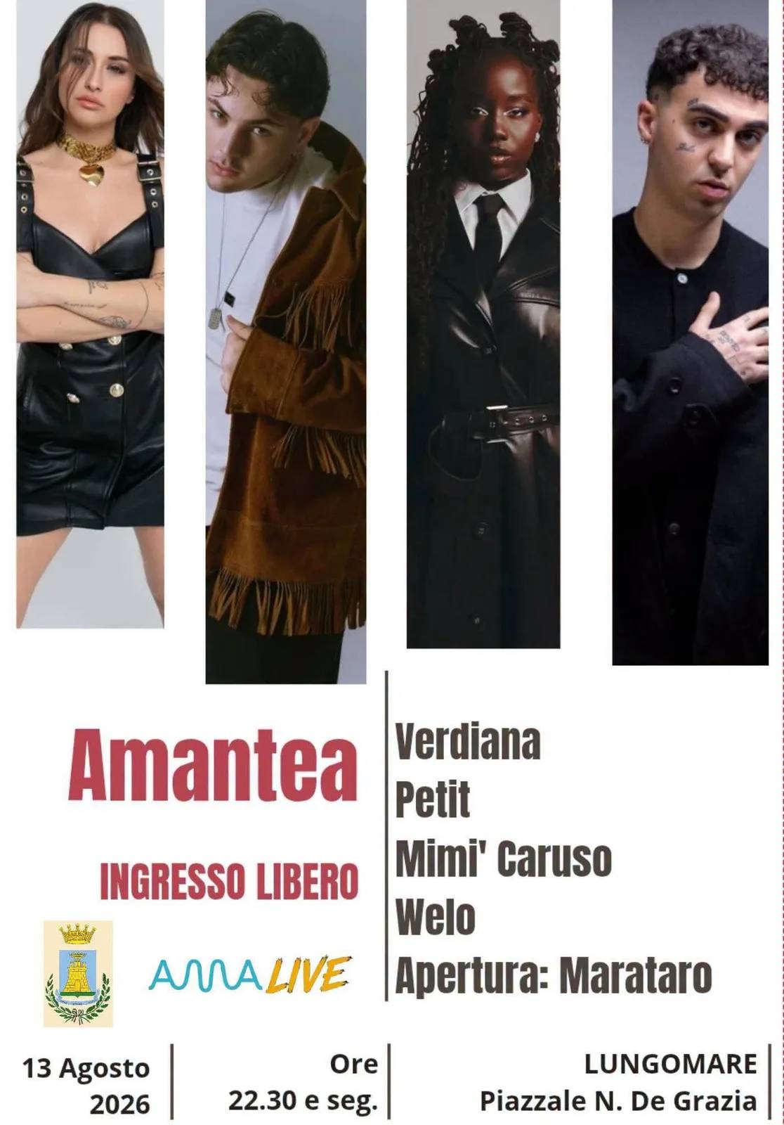 Locandina Amantea 2026 Concerto con Verdiana, Petit e Mimi' Caruso a Amantea (Cosenza)