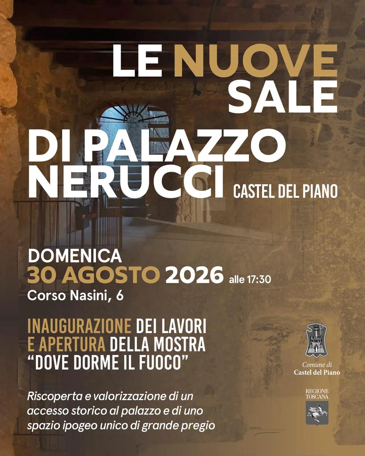 Locandina Inaugurazione Mostra Dove Dorme il Fuoco 2026 a Castel del Piano (Grosseto)