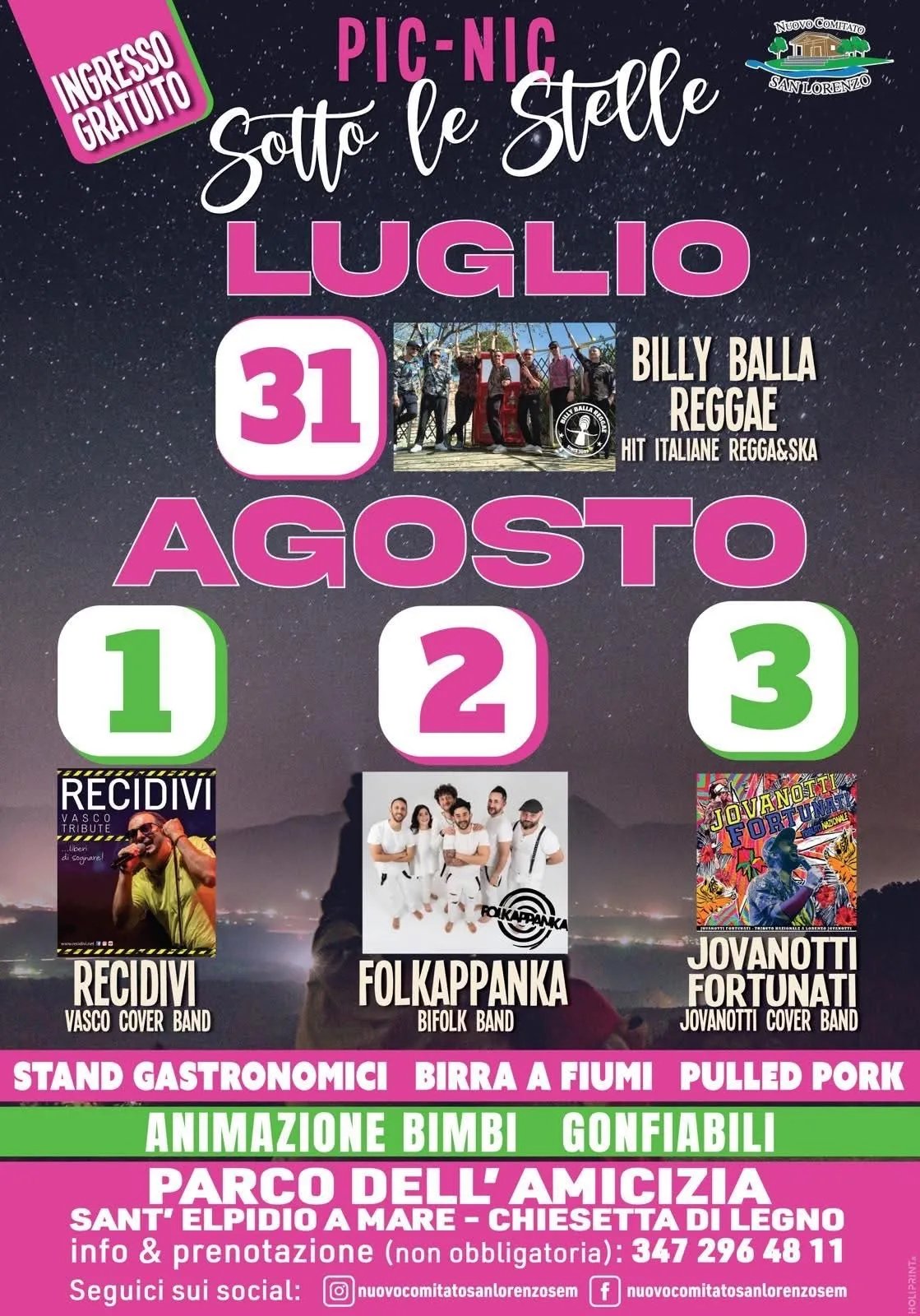 Locandina Jovanotti Fortunati — Pic-Nic Sotto le Stelle 2026 a Sant'Elpidio a Mare (Fermo)
