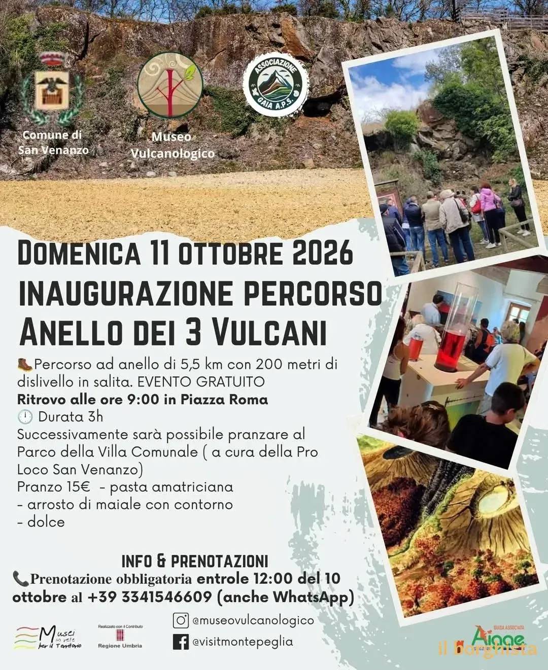 Locandina Inaugurazione Percorso Anello dei 3 Vulcani 2026 a San Venanzo (Terni)