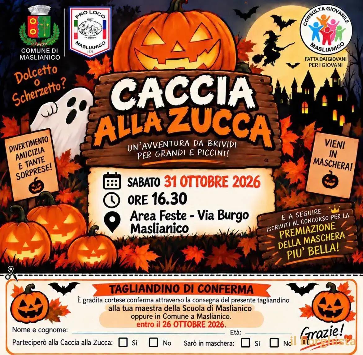 Locandina Caccia alla Zucca 2026 a Maslianico (Como)