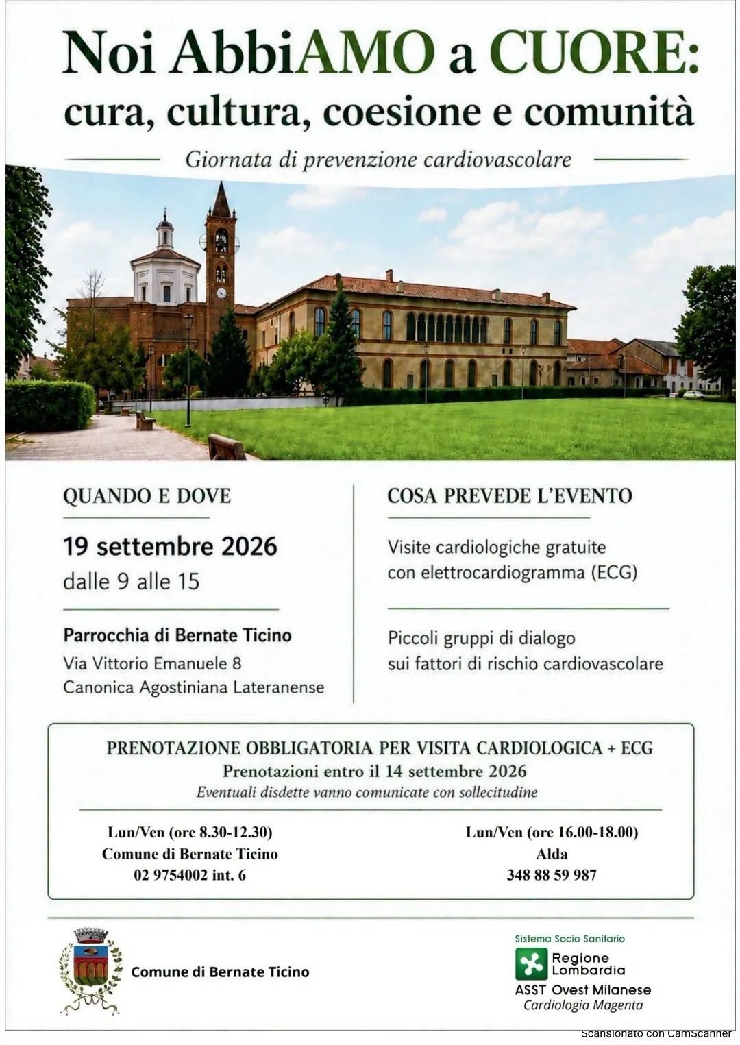 Locandina Noi AbbiAMO a CUORE 2026: Giornata di prevenzione cardiovasc a Bernate Ticino (Milano)