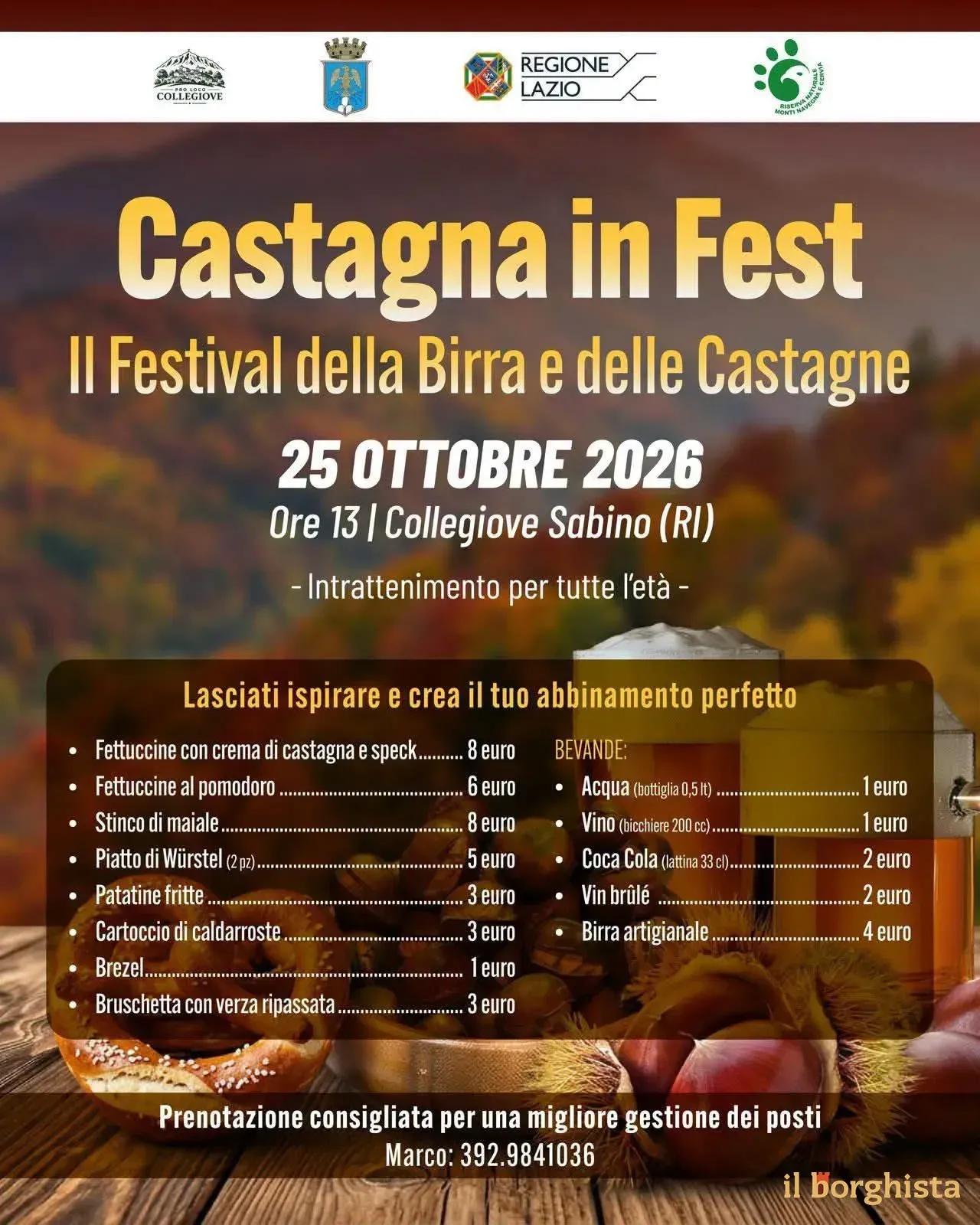 Locandina Castagna in Fest 2026 a Collegiove (Rieti)