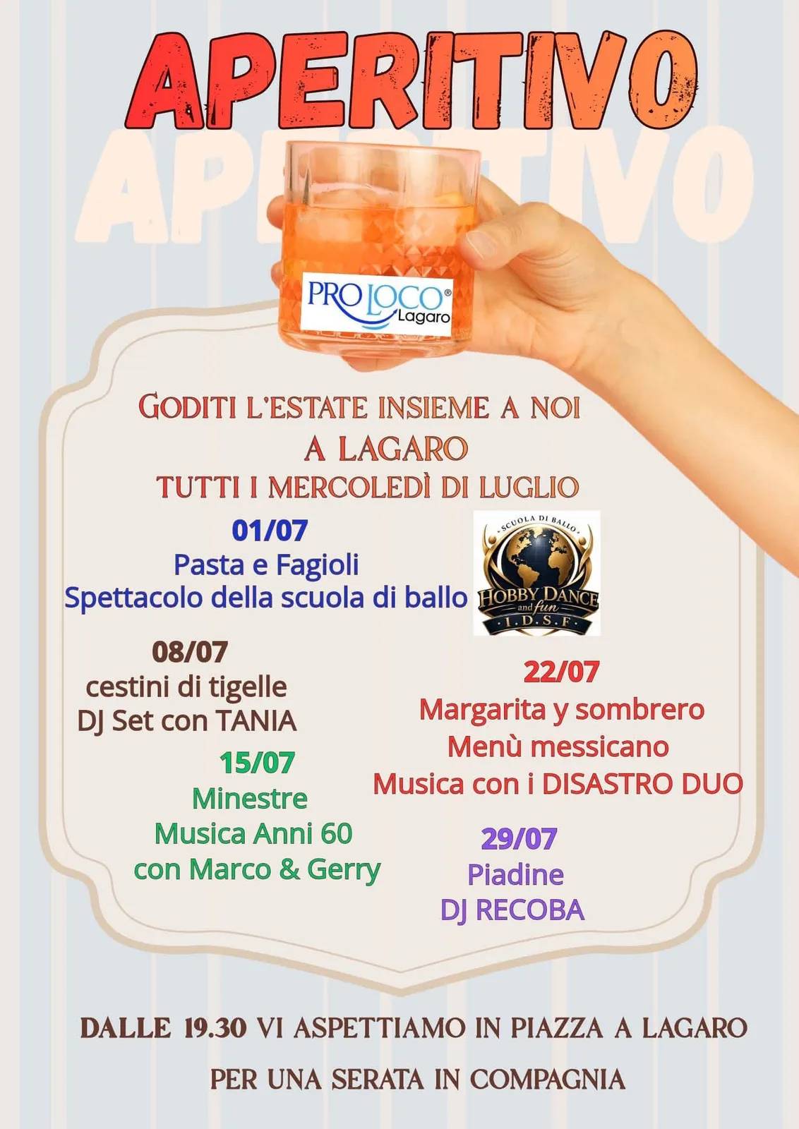 Locandina Aperitivo a Lagaro — Piadine 2026 a Castiglione dei Pepoli (Bologna)