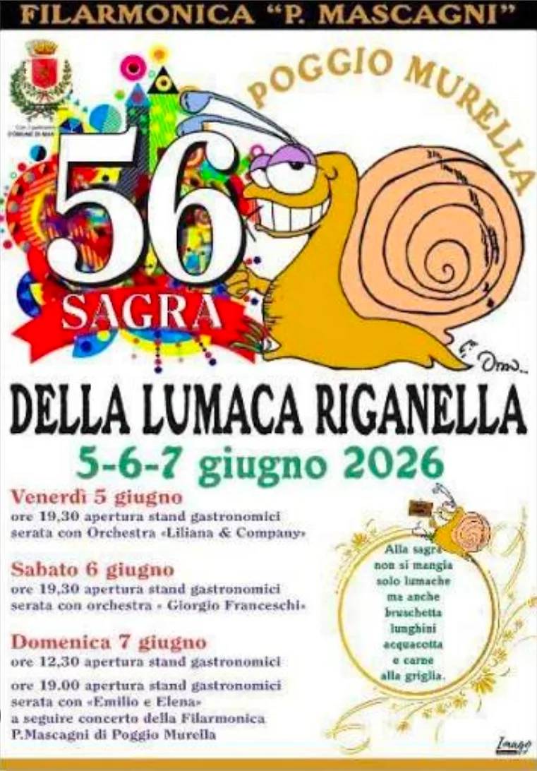 Locandina Sagra della Lumaca Riganella 2026 a Manciano (Grosseto)