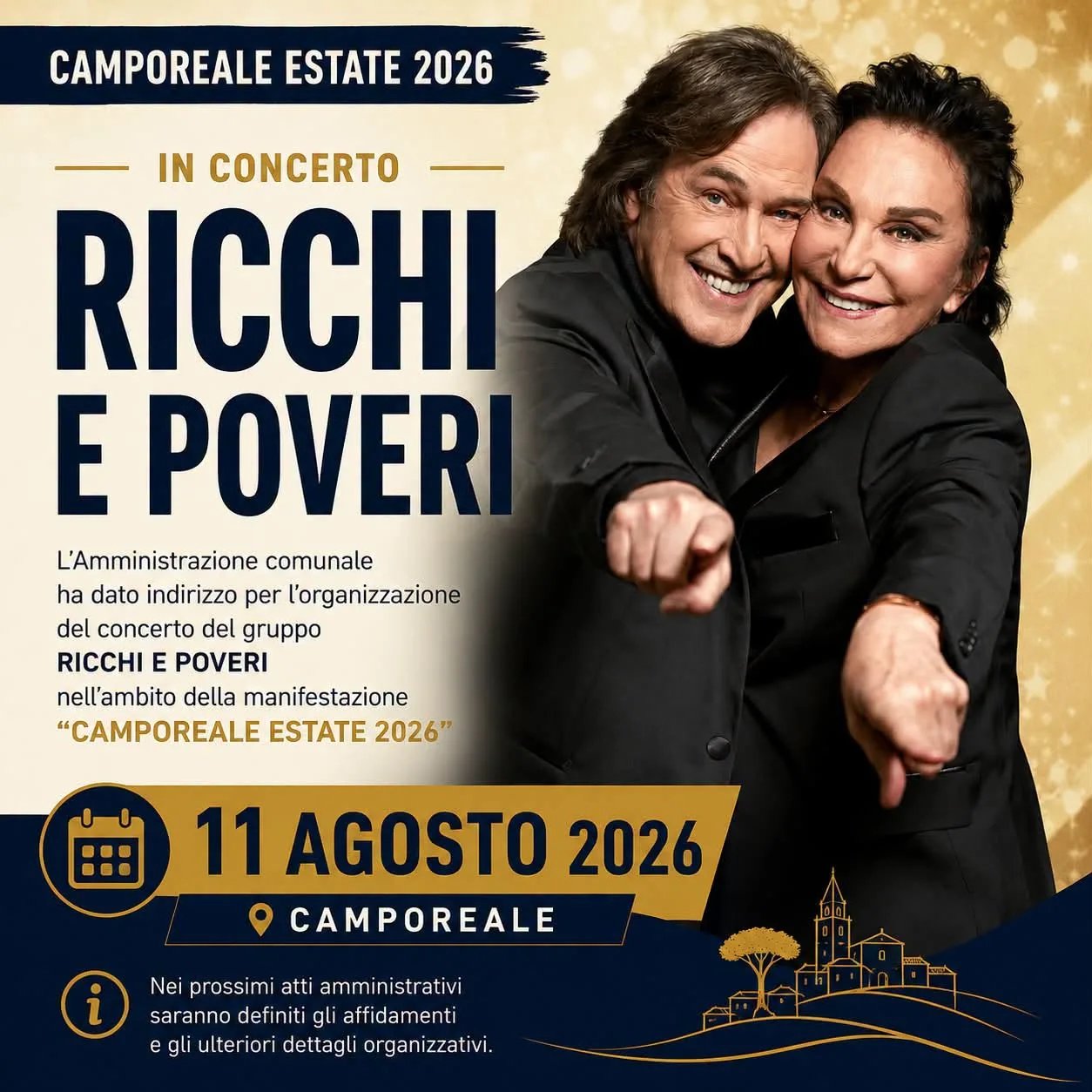 Locandina Concerto Ricchi e Poveri Camporeale Estate 2026 a Camporeale (Palermo)
