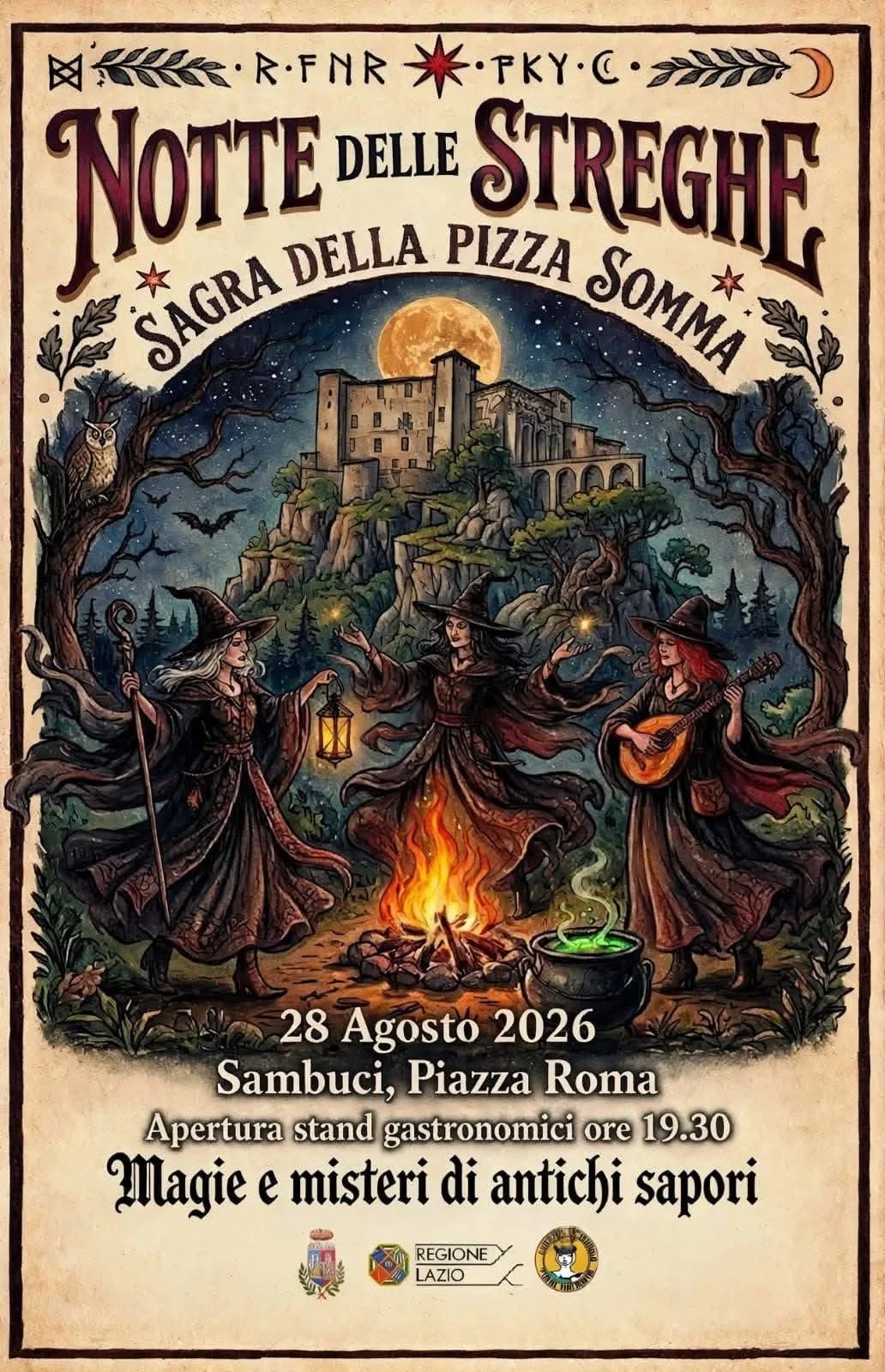 Locandina Notte delle Streghe - Sagra della Pizza Somma 2026 a Tivoli (Roma)
