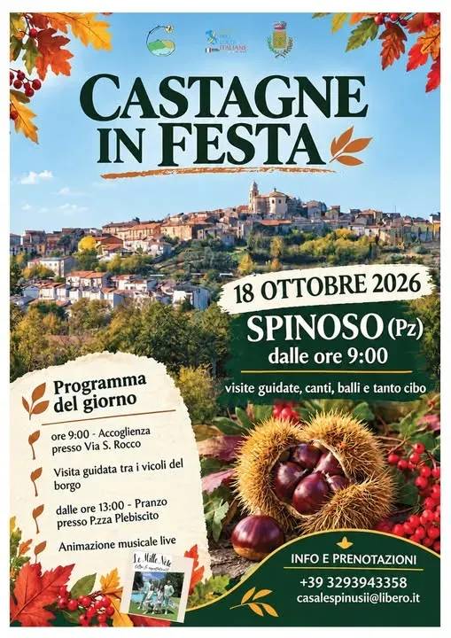 Locandina Castagne in Festa 2026 a Spinoso (Potenza)