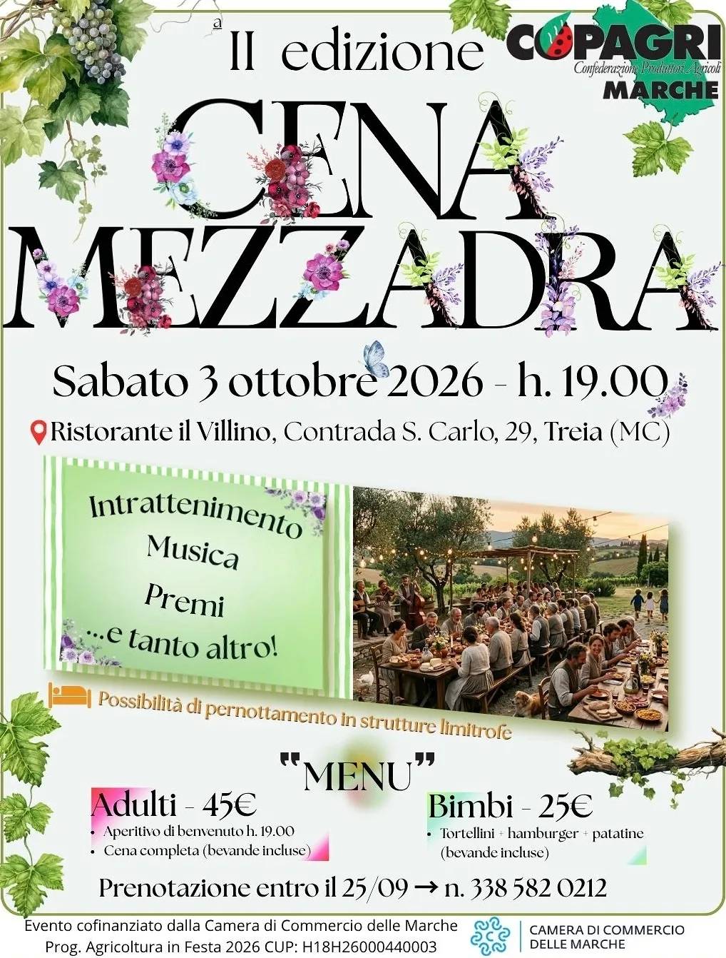 Locandina II edizione Cena Mezzadra 2026 a Treia (Macerata)