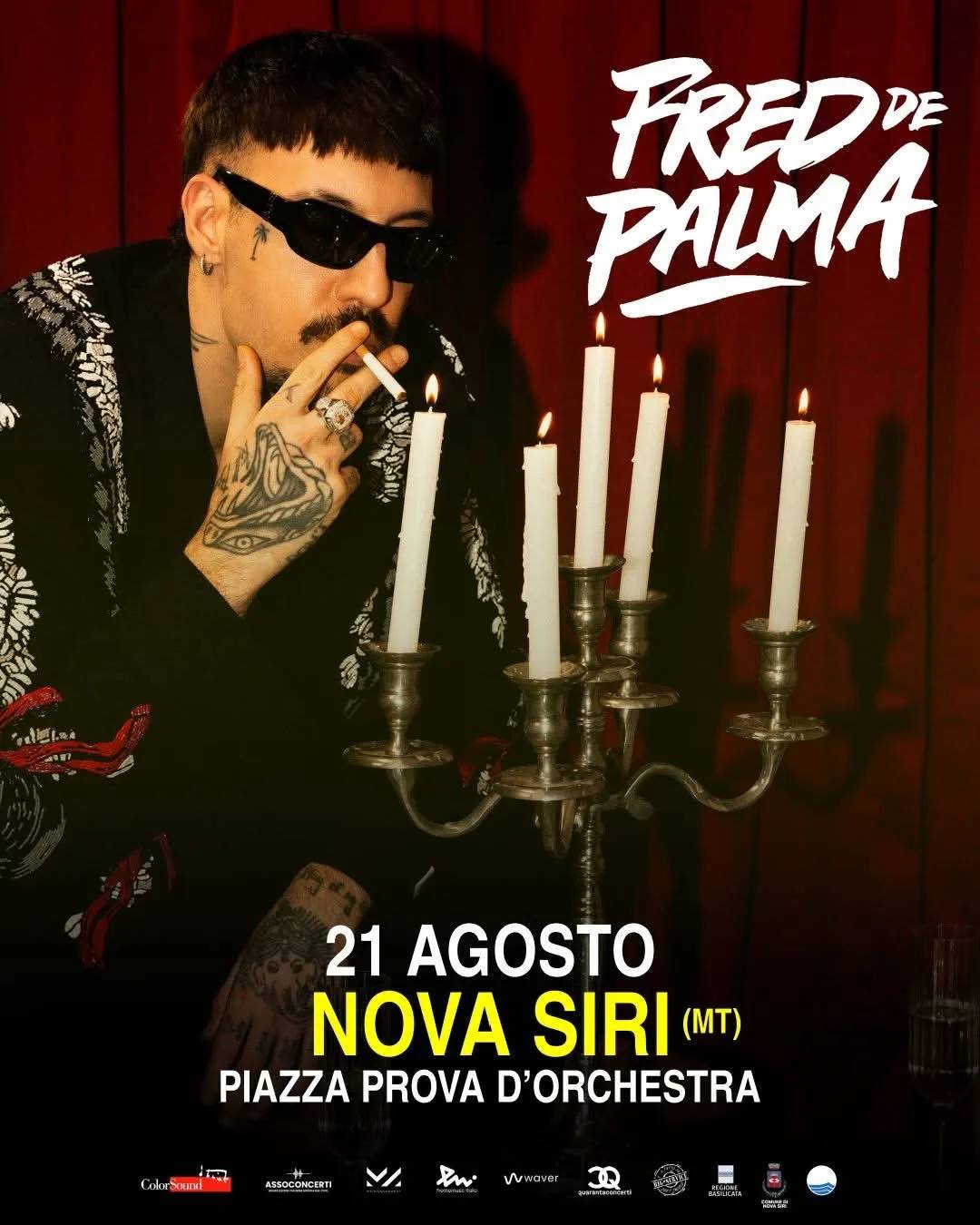 Locandina Concerto di Fred de Palma 2026 a Nova Siri (Matera)