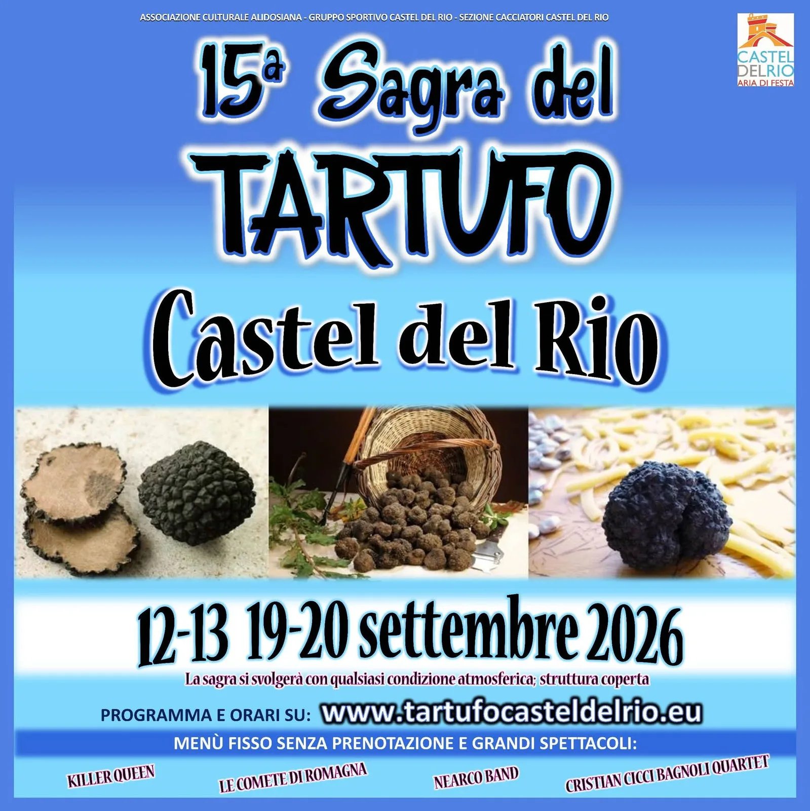 Locandina 15ª Sagra del Tartufo 2026 a Castel del Rio (Bologna)