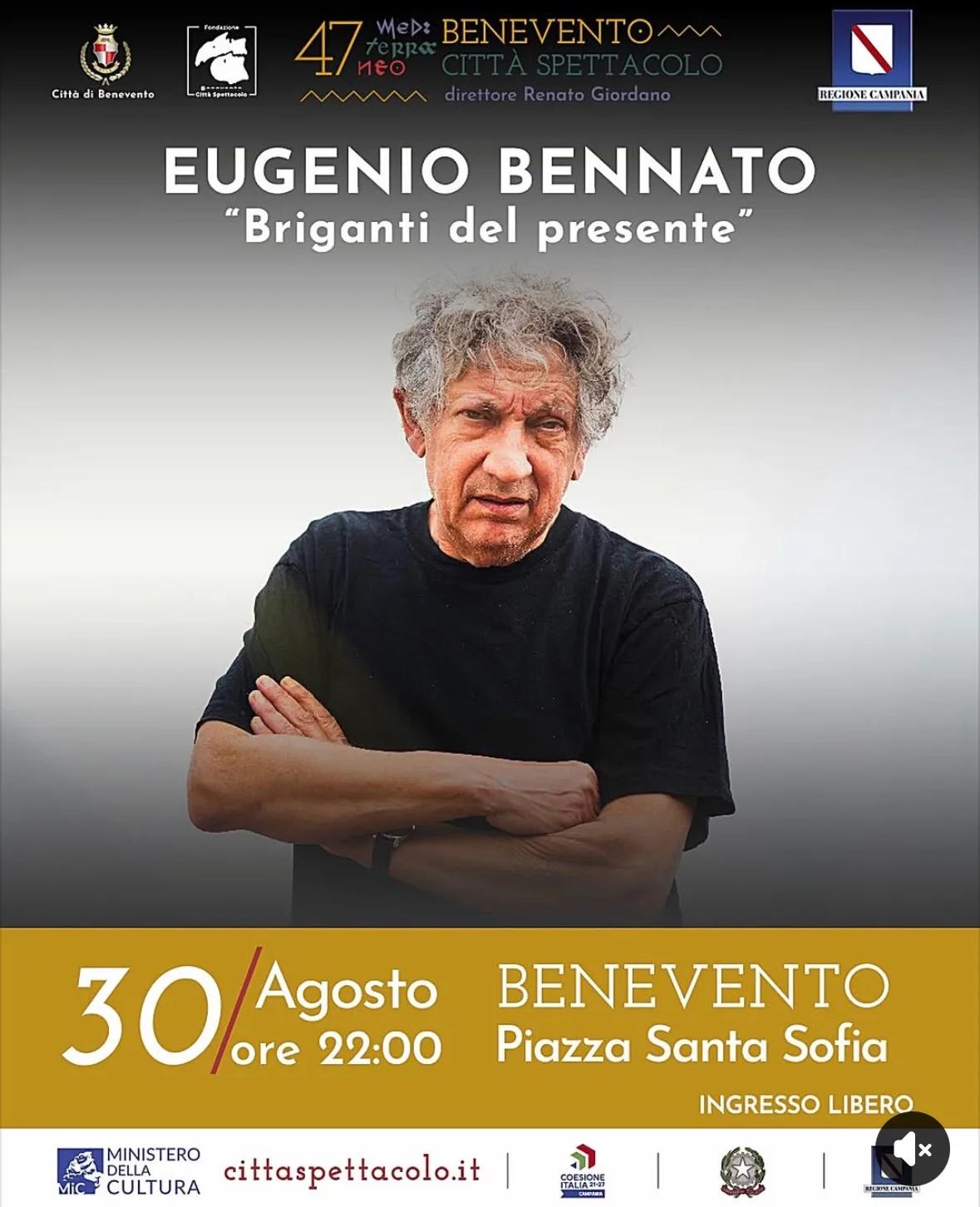 Locandina Eugenio Bennato "Briganti del presente" 2026 a Benevento (BN)