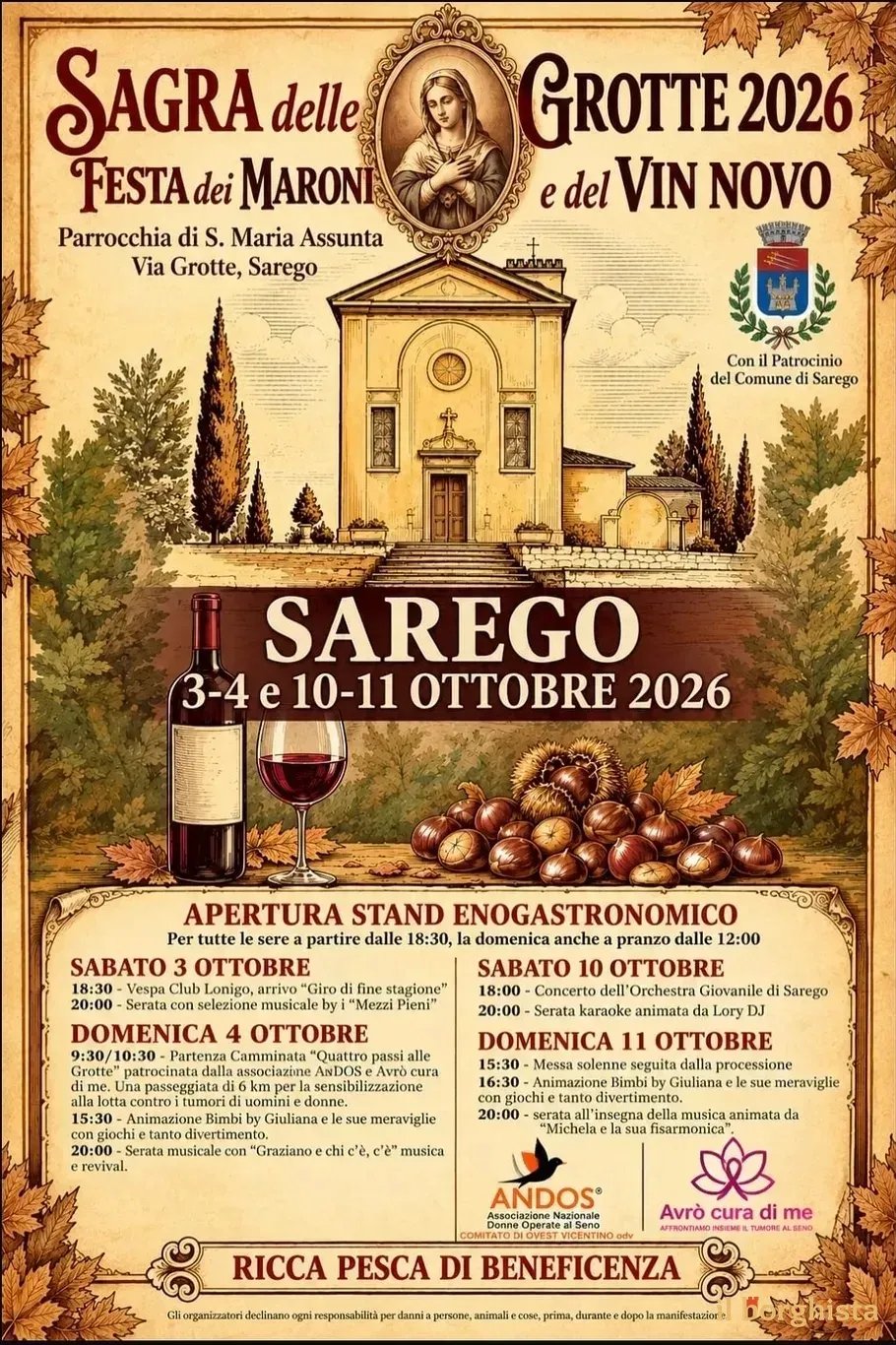 Sagra delle Grotte e del Vin Novo – Festa dei Maroni 2026