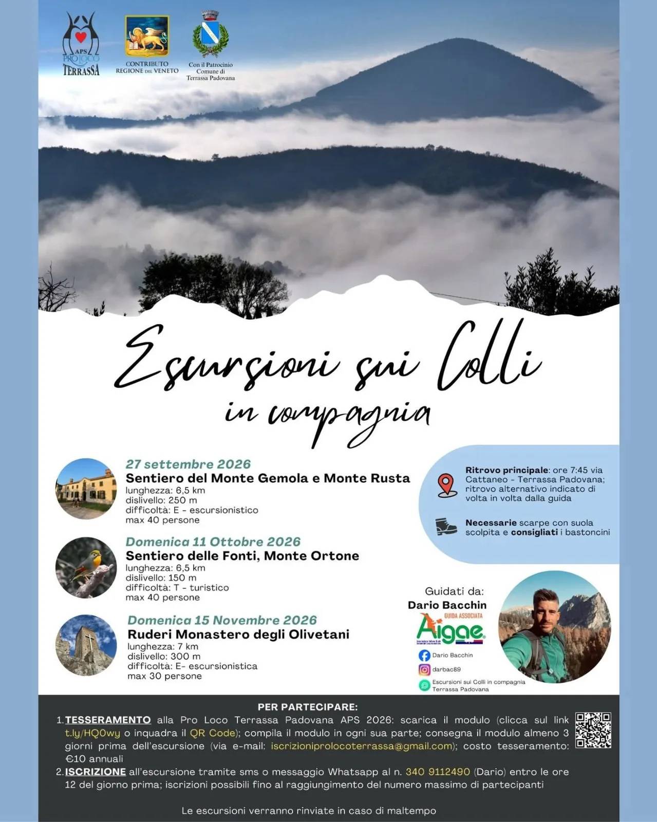 Locandina calendario eventi autunno 2026 a Terrassa Padovana (Padova)