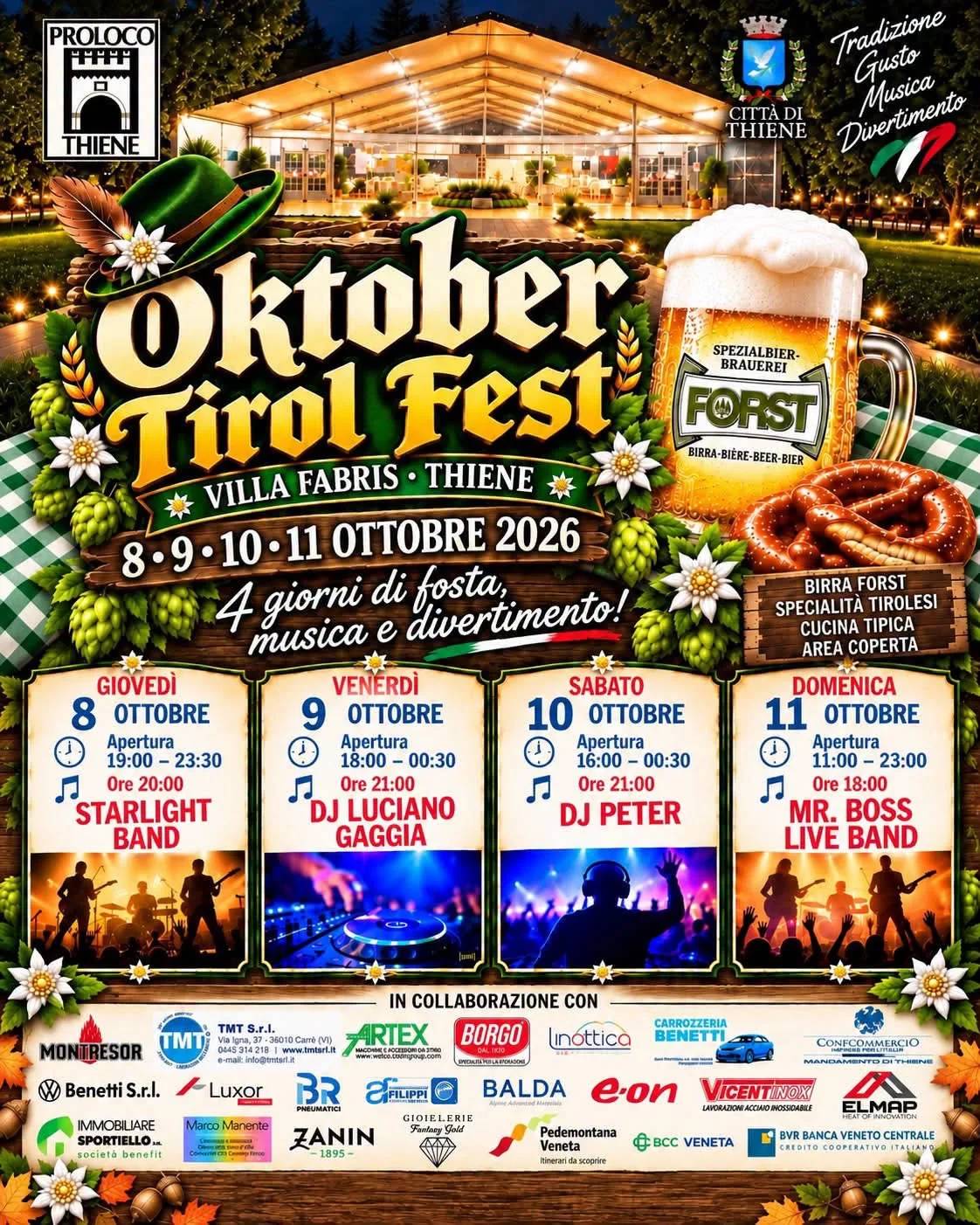 Locandina Oktober Tirol Fest 2026 a Thiene (Vicenza)