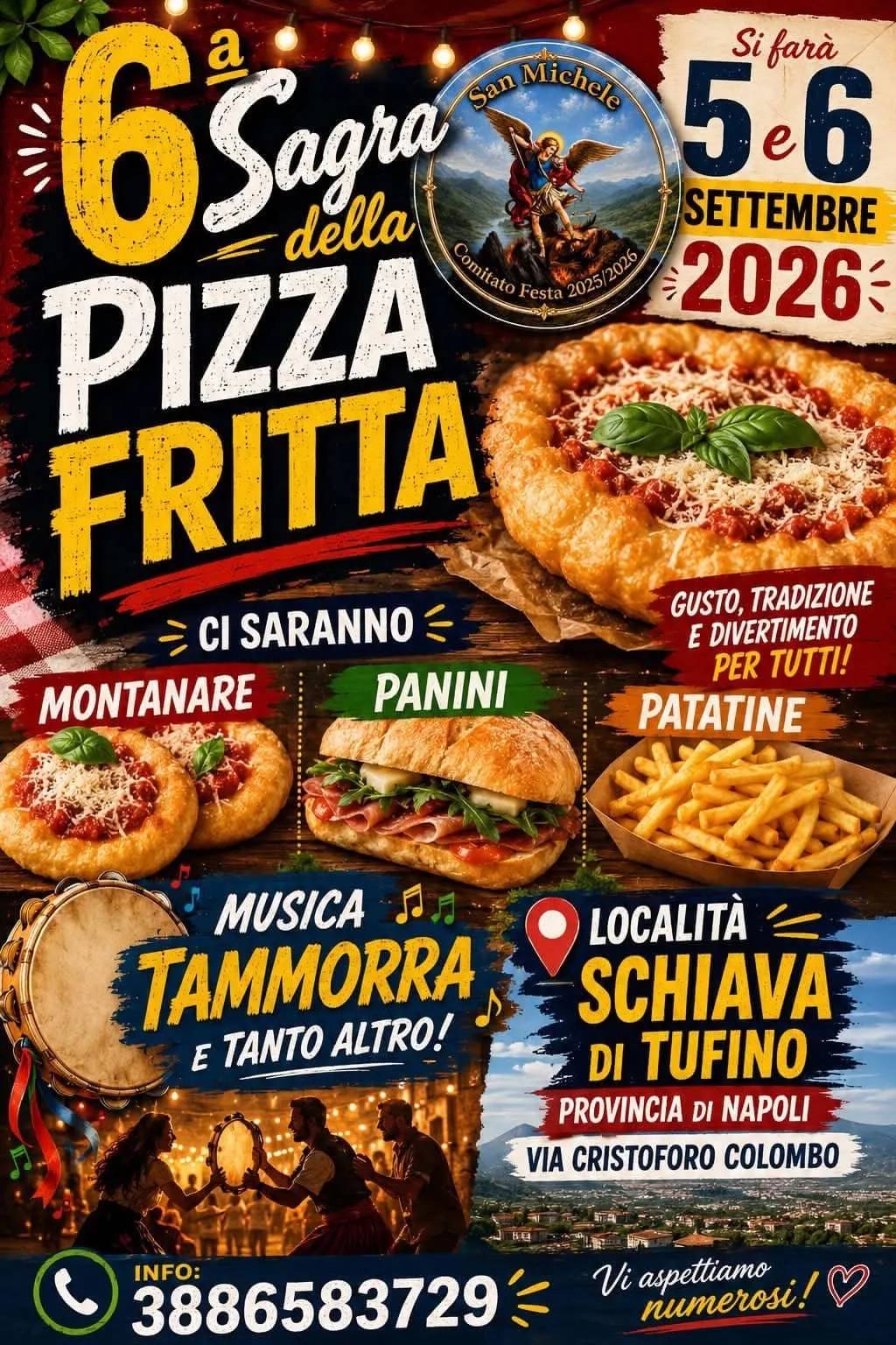 Locandina 6ª Sagra della Pizza Fritta 2026 a Tufino (Napoli)