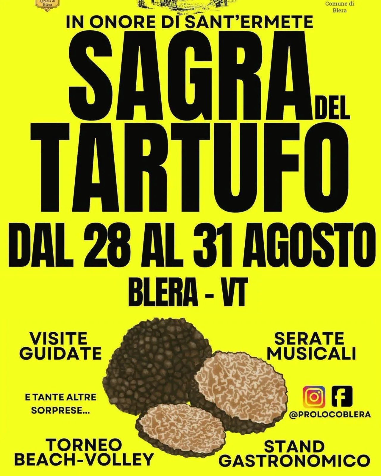 Locandina Sagra del Tartufo 2026 in onore di Sant'Ermete a Blera (Viterbo)