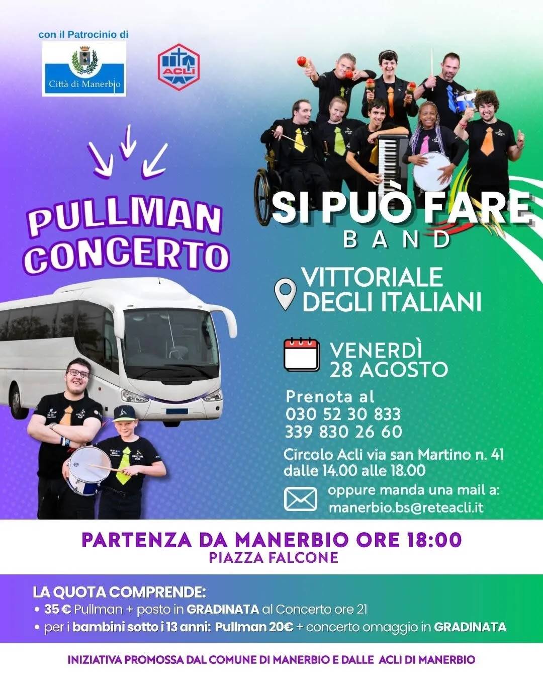 Locandina Concerto Pullman Si Può Fare Band 2026 a Manerbio (Brescia)